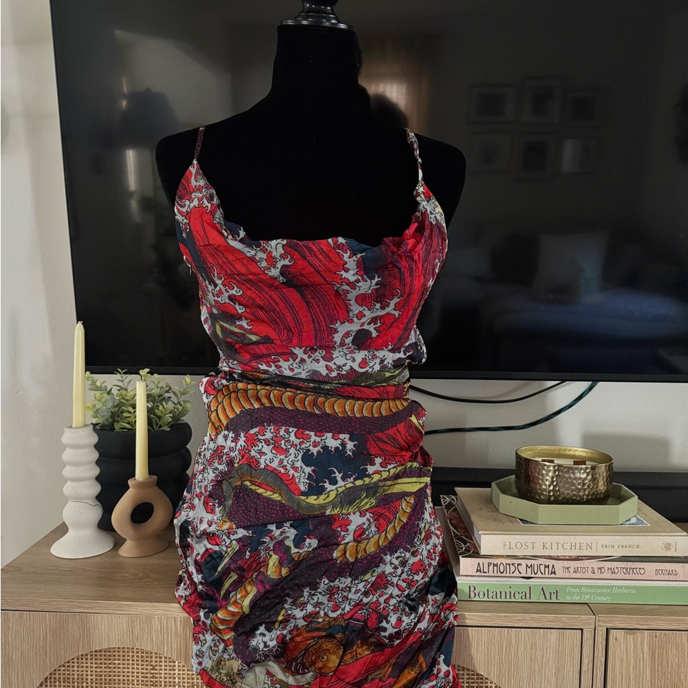 Fenty Beauty Red and Black Patterned Mini Dress